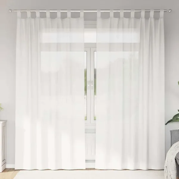 Rideaux en voile avec boucles 2 pcs blanc 140x225 cm