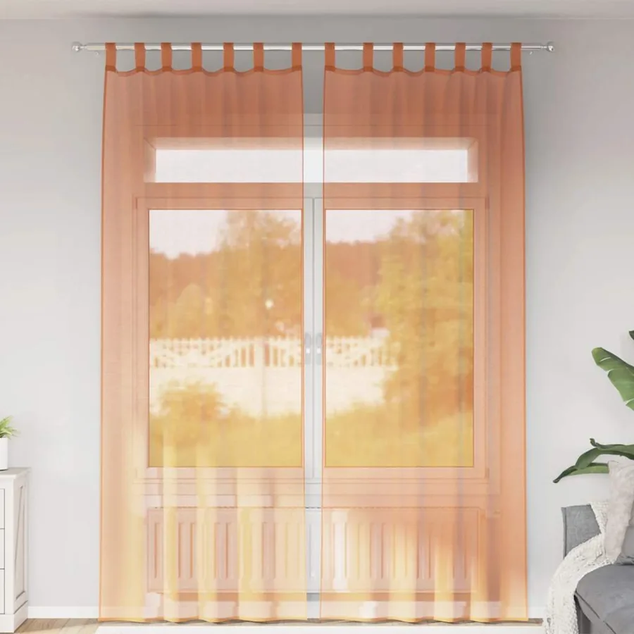 Rideaux en voile avec boucles 2 pcs terre cuite 140x260 cm