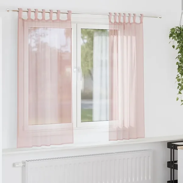 Rideaux en voile avec boucles 2 pcs rose clair 140x140 cm
