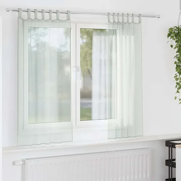 Rideaux en voile avec boucles 2 pcs gris clair 140x175 cm