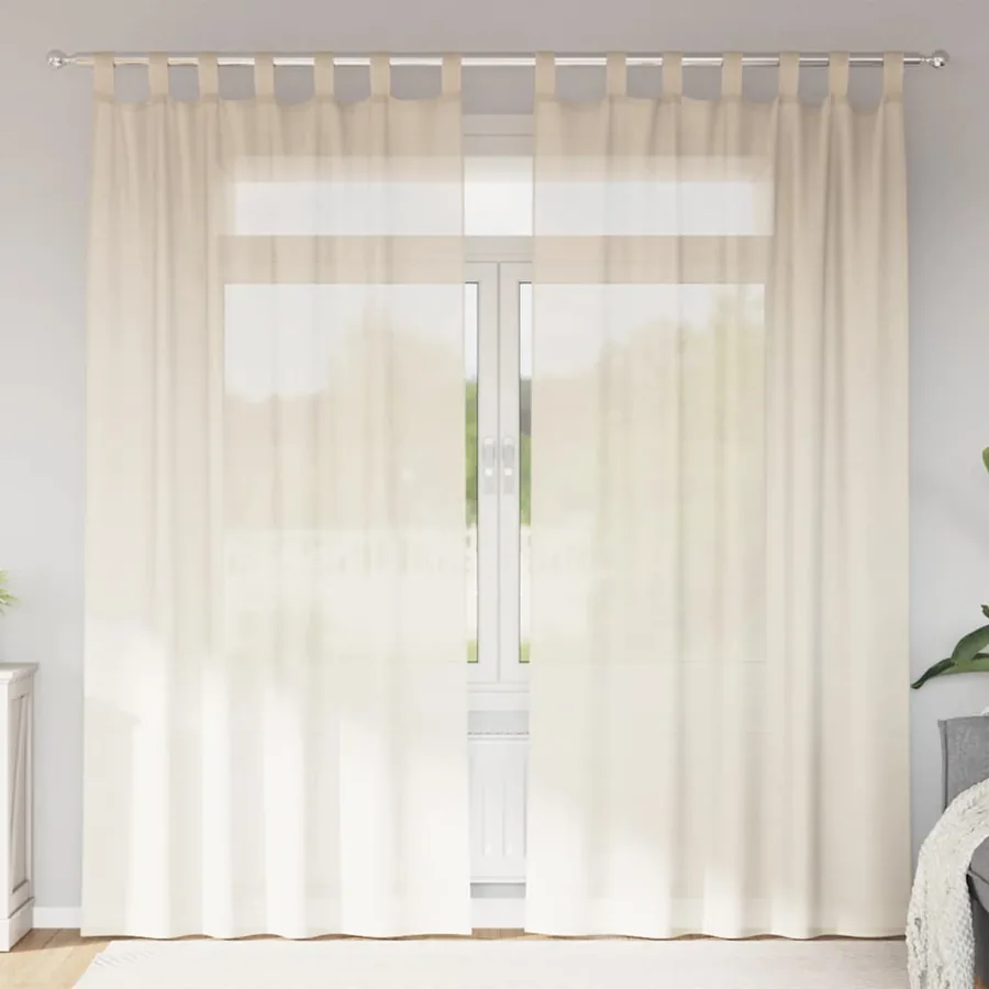 Rideaux en voile avec passants 2 pcs crème