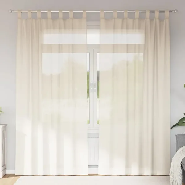 Rideaux en voile avec passants 2 pcs crème