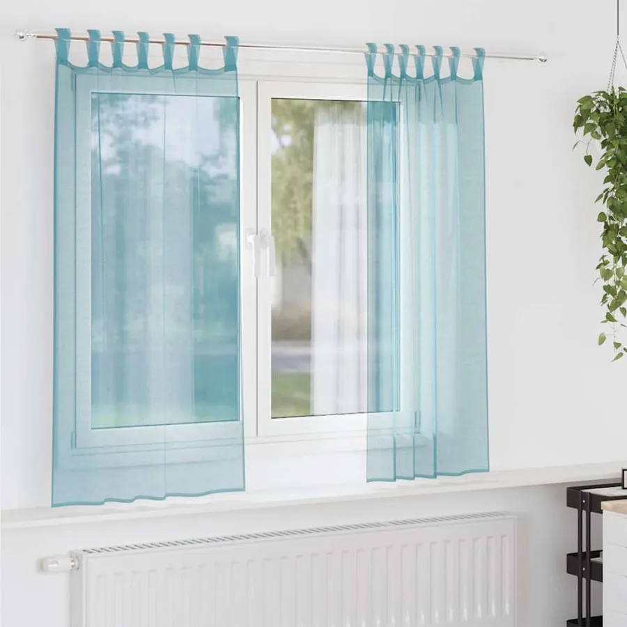Rideaux en voile avec boucles 2 pcs turquoise 140x175 cm