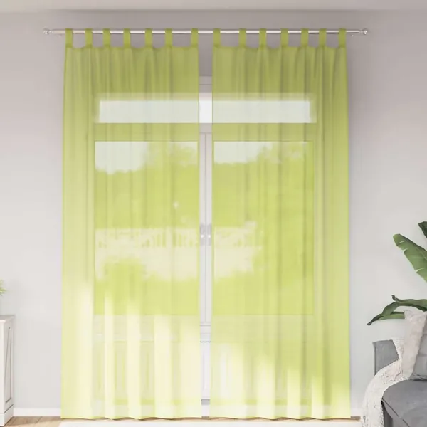 Rideaux en voile avec passants 2 pcs vert pomme