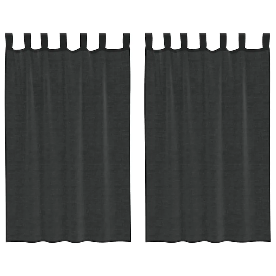 Rideaux en voile avec passants 2 pcs noir - 2