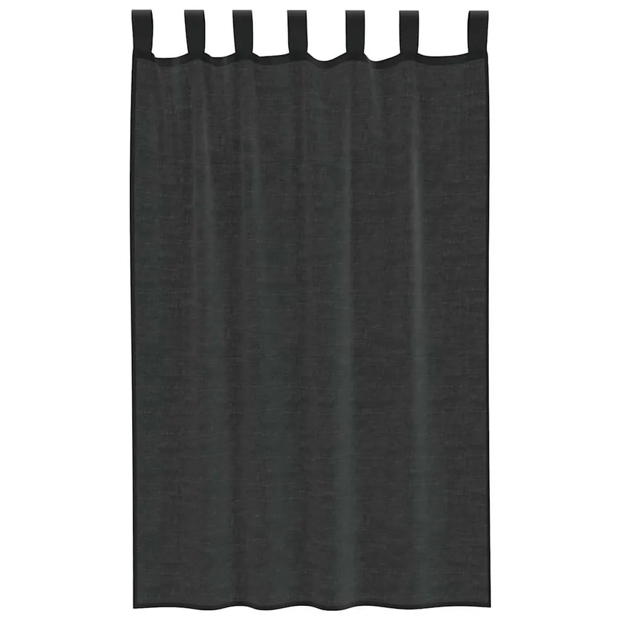 Rideaux en voile avec passants 2 pcs noir - 4