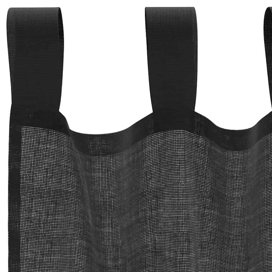 Rideaux en voile avec passants 2 pcs noir - 5