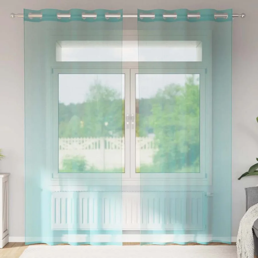 Rideaux en voile avec œillets 2 pcs turquoise
