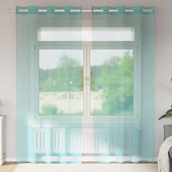 Rideaux en voile avec œillets 2 pcs turquoise
