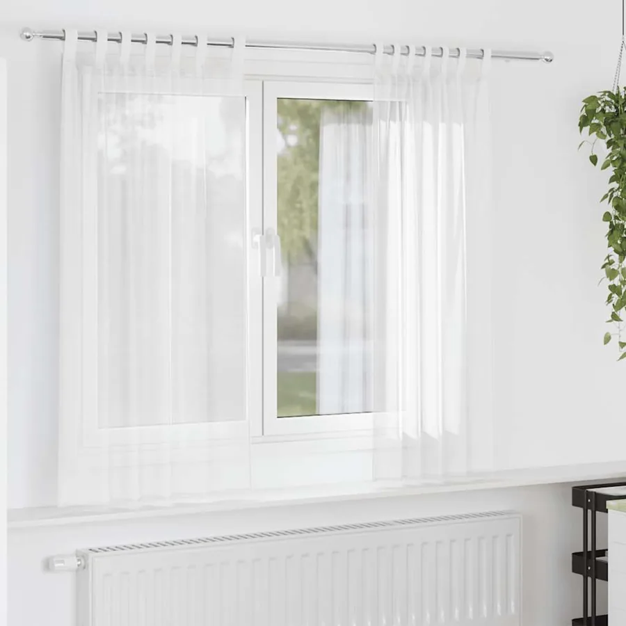 Rideaux en voile avec boucles 2 pcs blanc 140x140 cm