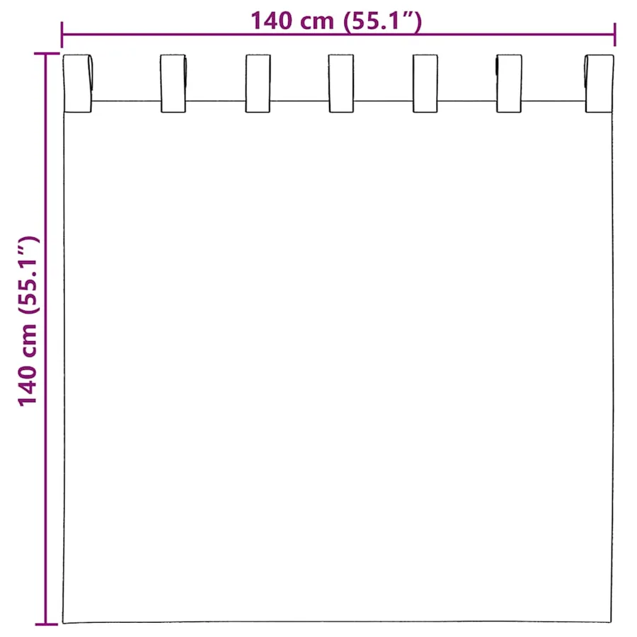 Rideaux en voile avec boucles 2 pcs blanc 140x140 cm - 8