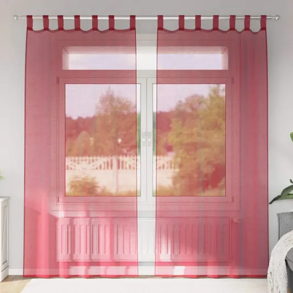 Rideaux en voile avec passe-tringles 2 pcs rouge bordeaux