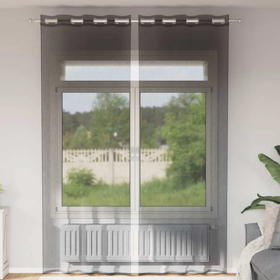 Rideaux en voile avec œillets 2 pcs noir 140x260 cm