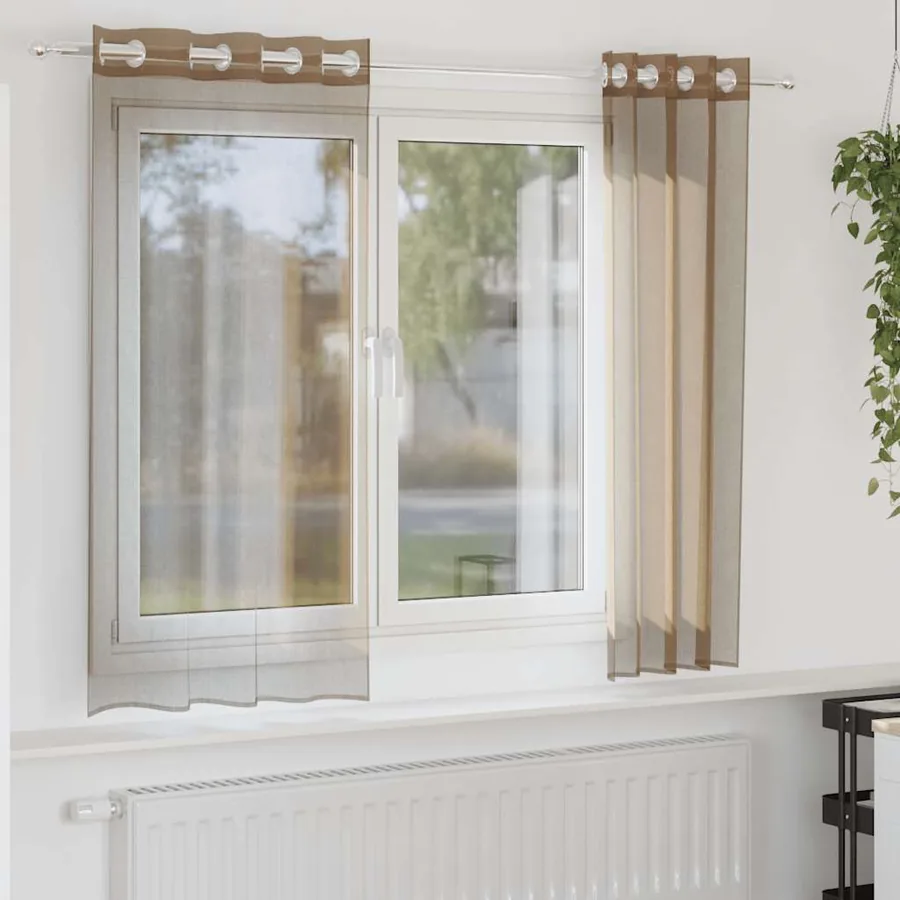 Rideaux en voile avec œillets 2 pcs marron clair