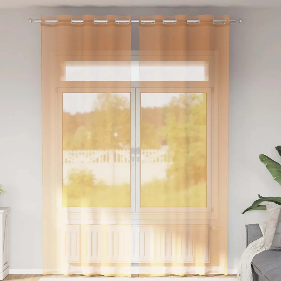 Rideaux en voile avec œillets 2 pcs orange 140x300 cm