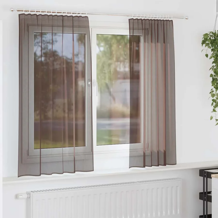 Rideaux en voile avec passants 2 pcs marron