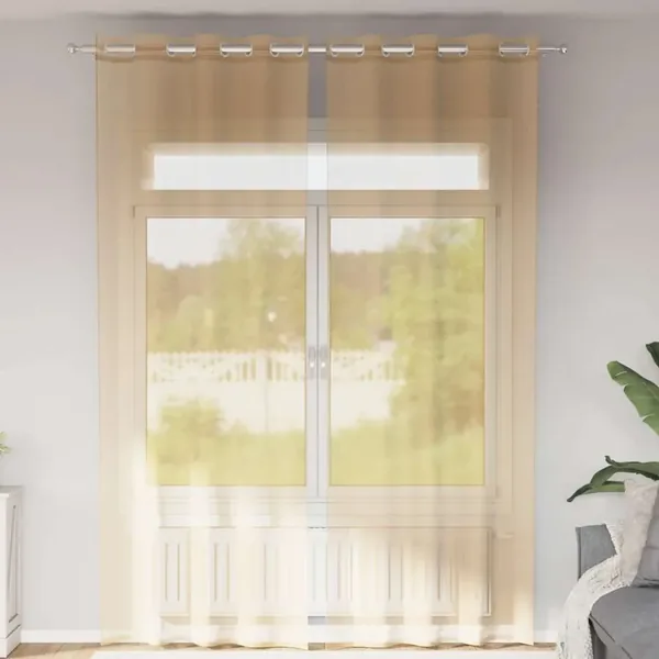 Rideaux en voile avec œillets 2 pcs sable