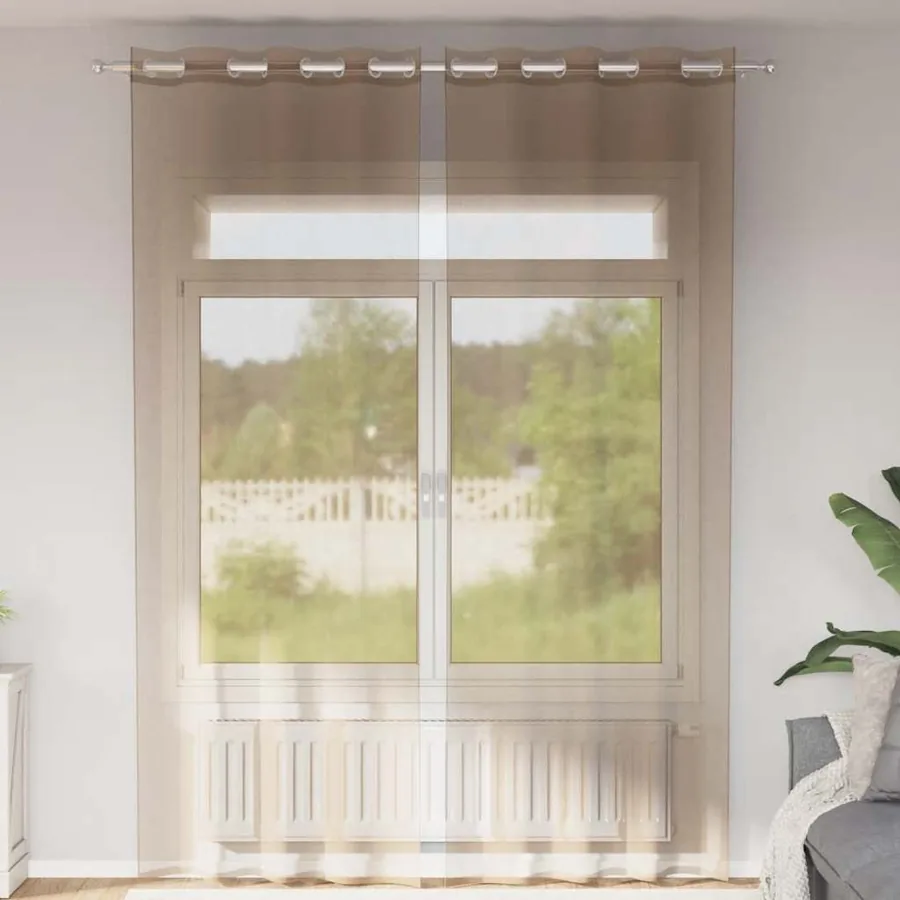 Rideaux en voile avec œillets 2 pcs marron clair