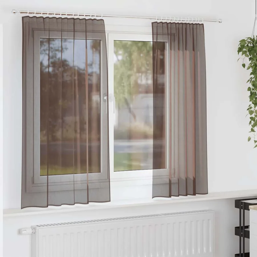 Rideaux en voile avec passe-tringles 2 pcs marron