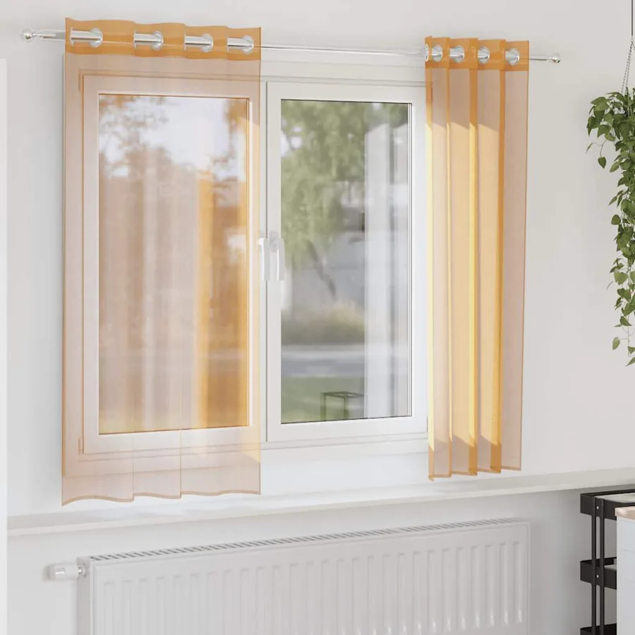 Rideaux en voile avec œillets 2 pcs orange 140x140 cm