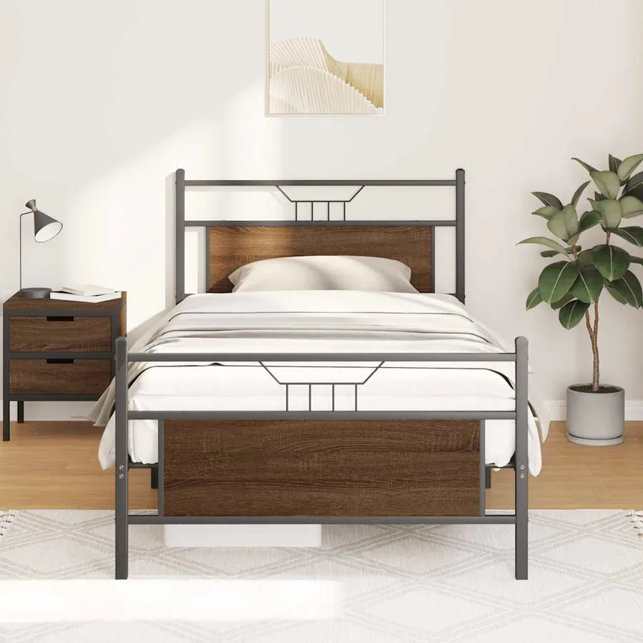 Cadre de lit sans matelas chêne marron 100x190 cm - 4