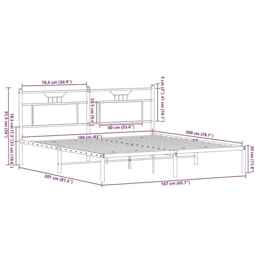 Cadre de lit sans matelas chêne sonoma 160x200 cm - 11