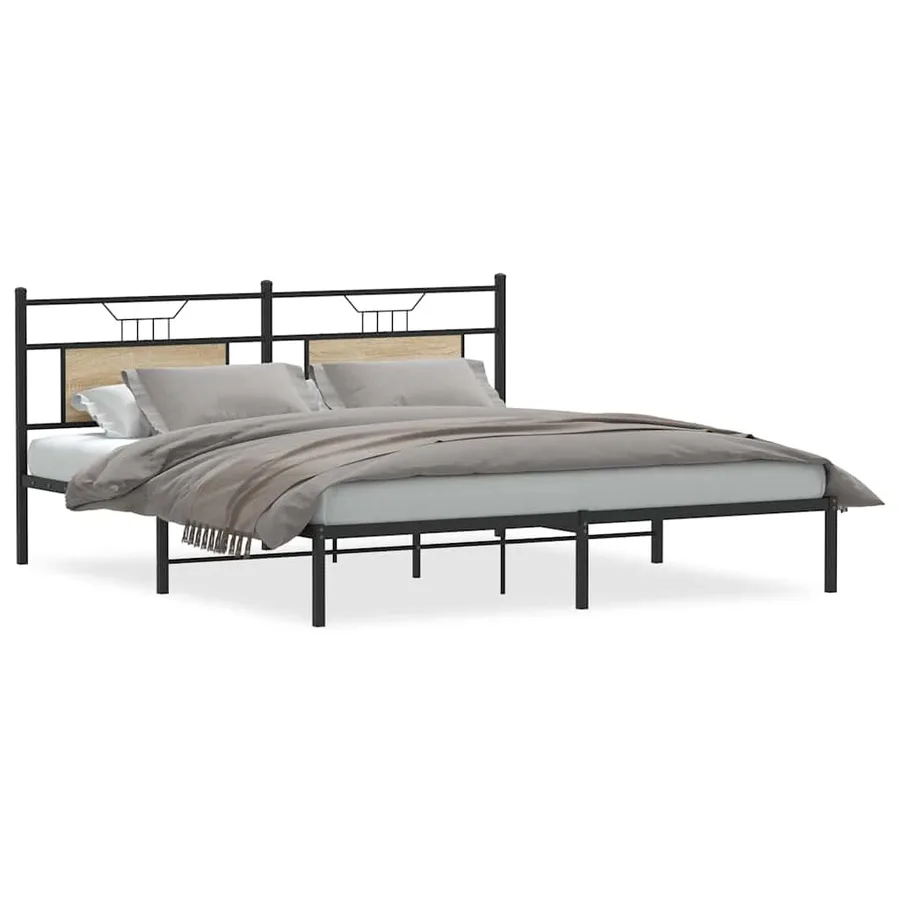 Cadre de lit sans matelas chêne sonoma 160x200 cm - 2