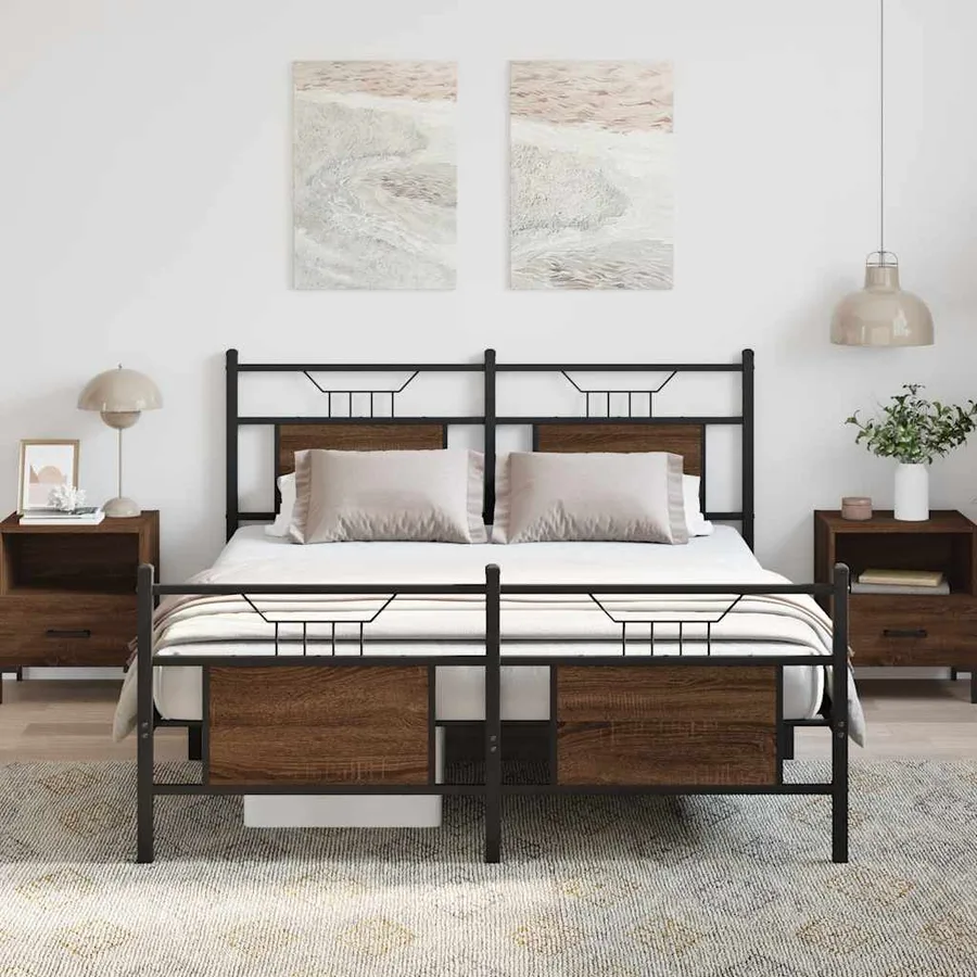 Cadre de lit sans matelas chêne marron 137x190 cm - 4