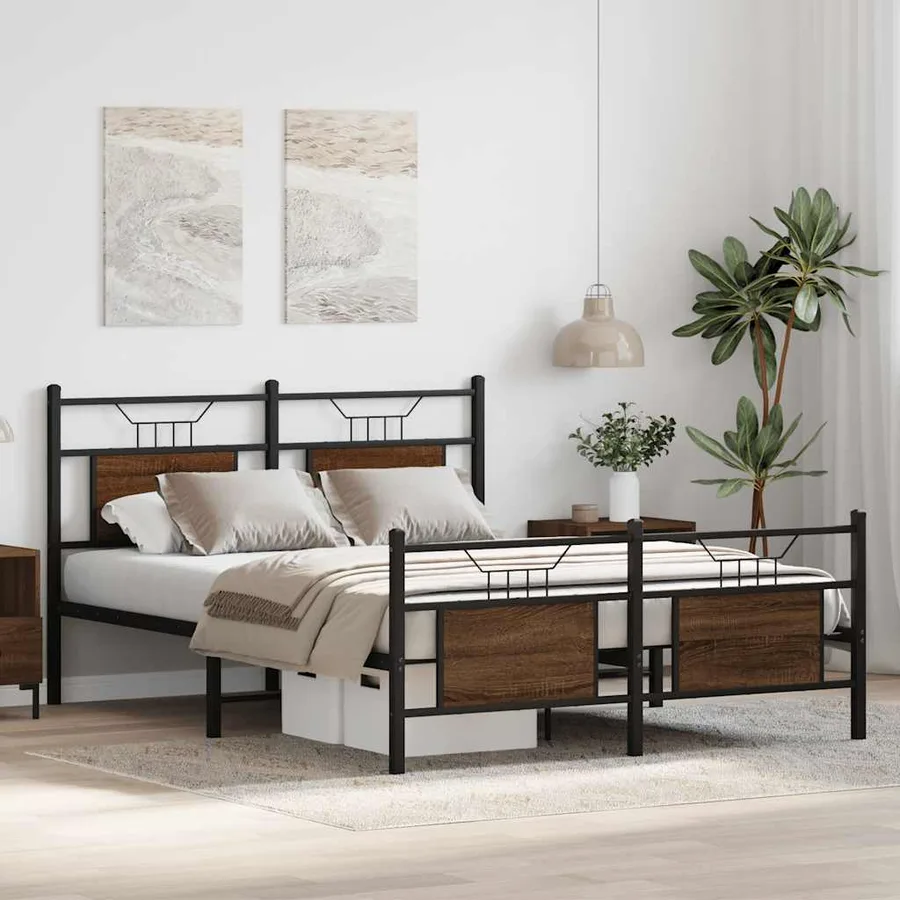 Cadre de lit sans matelas chêne marron 137x190 cm - 5