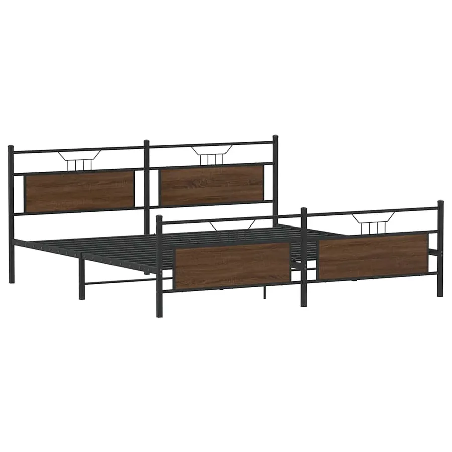Cadre de lit en métal sans matelas chêne marron 193x201 cm - 5