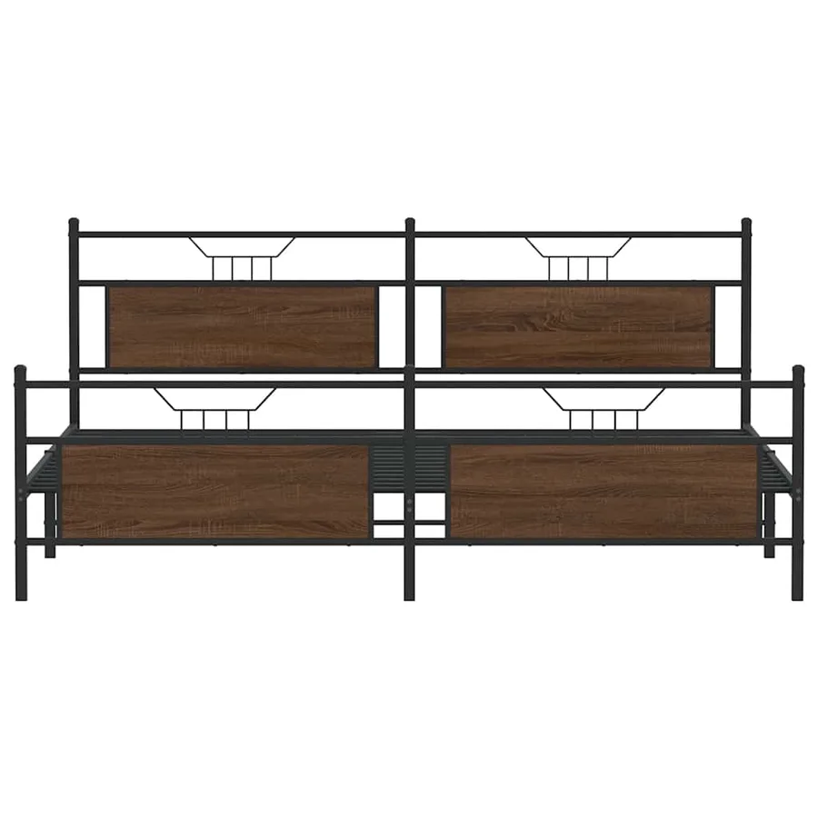 Cadre de lit en métal sans matelas chêne marron 193x201 cm - 6