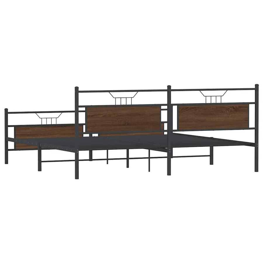 Cadre de lit en métal sans matelas chêne marron 193x201 cm - 8