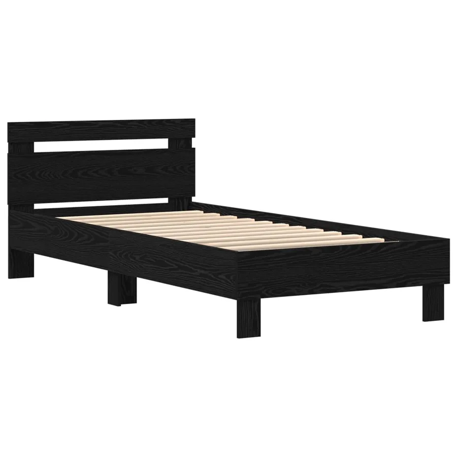 Cadre de lit avec LED Chêne noir 100 x 200 cm Bois d'ingénierie - 4
