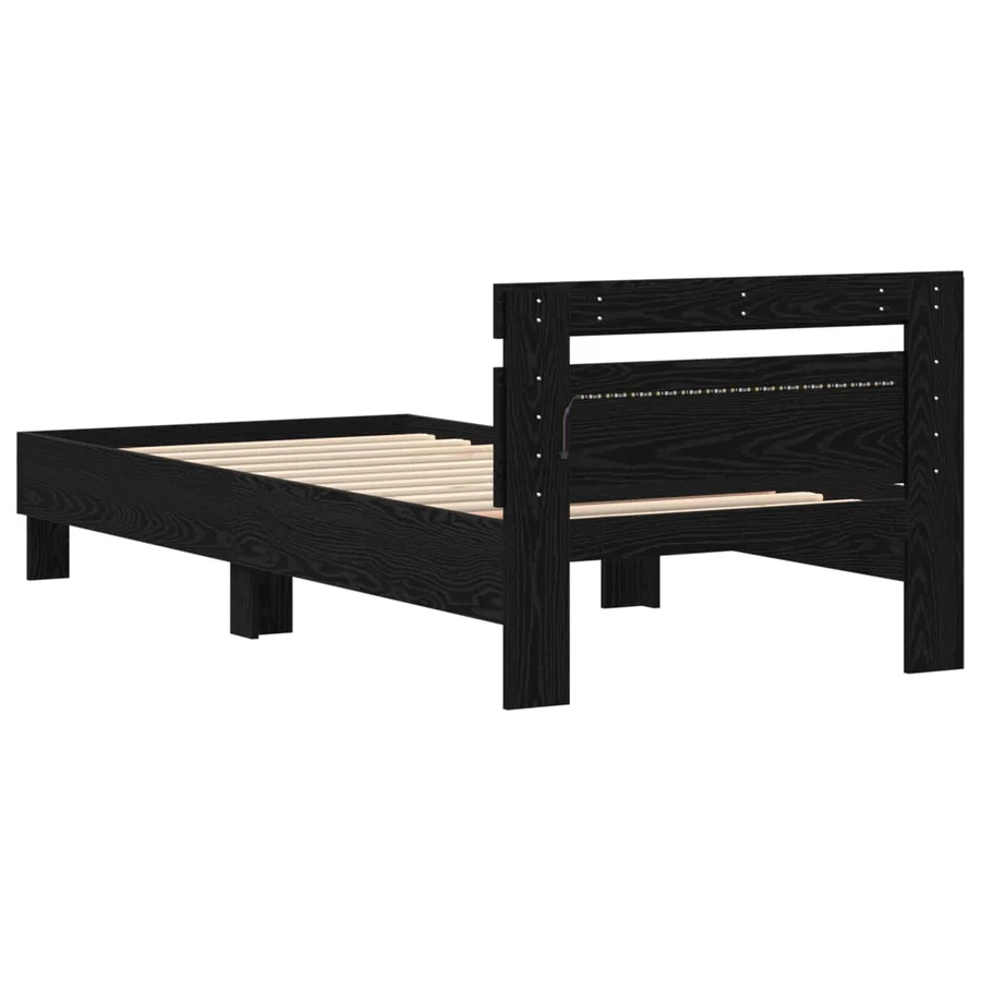 Cadre de lit avec LED Chêne noir 100 x 200 cm Bois d'ingénierie - 7