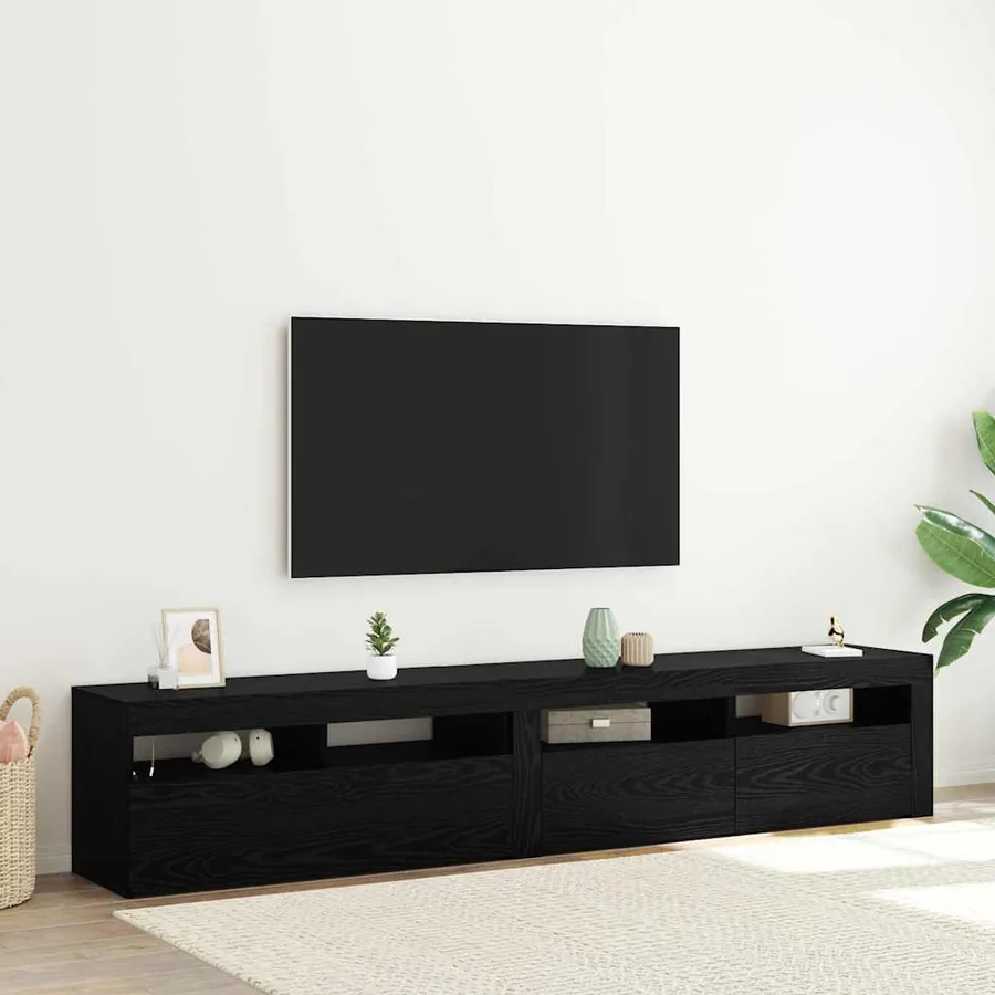 Meuble TV 2 pcs Chêne noir 210 x 35 x 40 cm Bois d'ingénierie