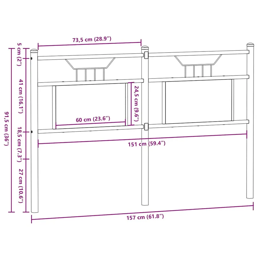 Tête de lit de remplacement chêne sonoma 150 cm bois d'ingénierie et acier - 8