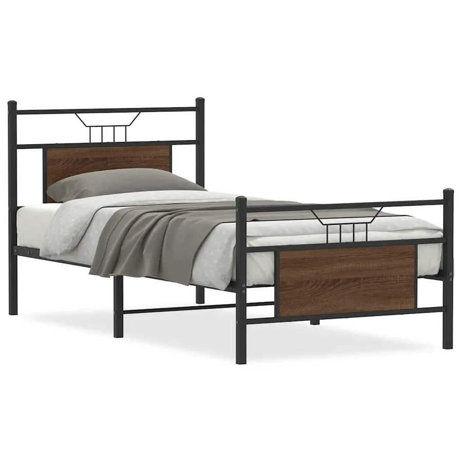Cadre de lit sans matelas chêne marron 90x190cm bois ingénierie - 2