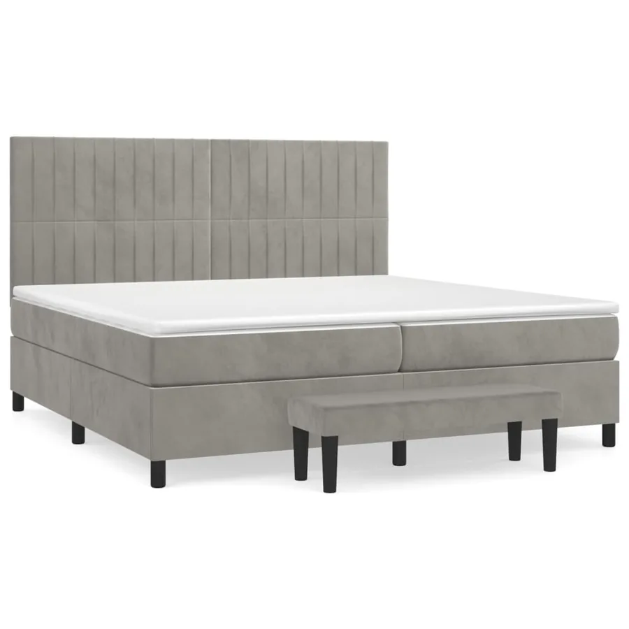 Sommier à lattes de lit et matelas Gris clair 200x200cm Velours - 2