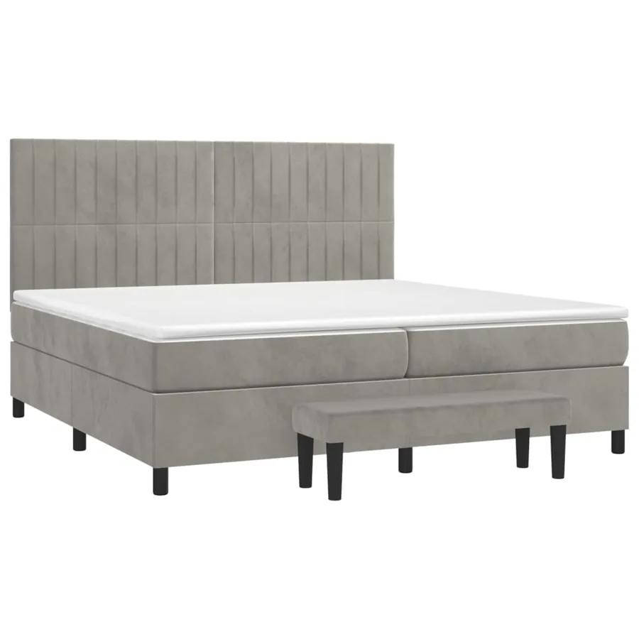 Sommier à lattes de lit et matelas Gris clair 200x200cm Velours - 3