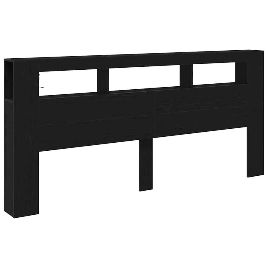 Tête de lit LED avec étagère Chêne noir 220 x 18,5 x 103,5 cm - 5