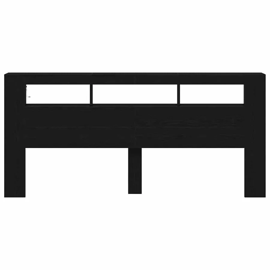 Tête de lit LED avec étagère Chêne noir 220 x 18,5 x 103,5 cm - 6