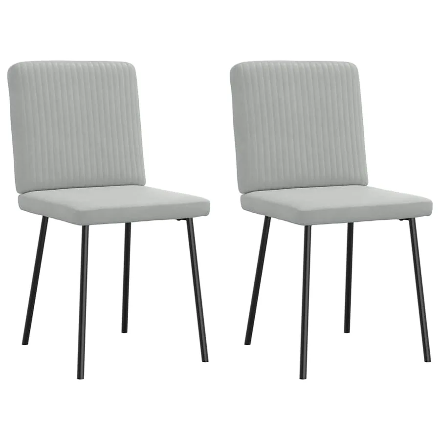 Chaises à manger lot de 2 Gris clair Velours - 2