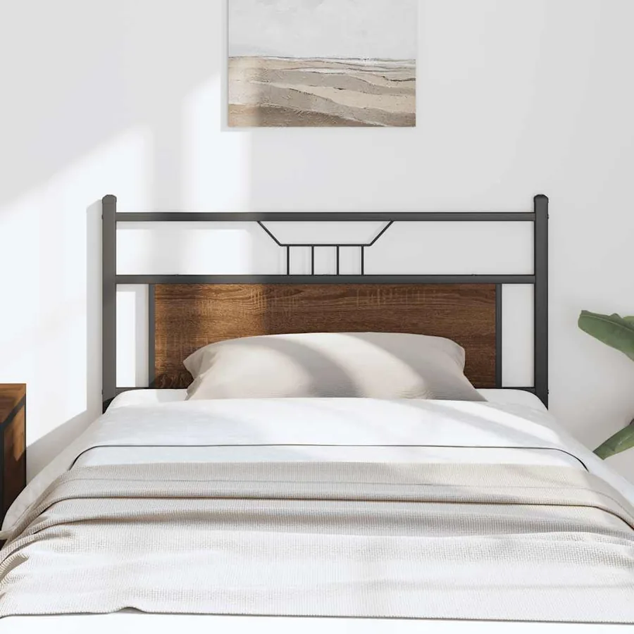 Tête de lit de remplacement chêne marron 100 cm bois d'ingénierie et acier