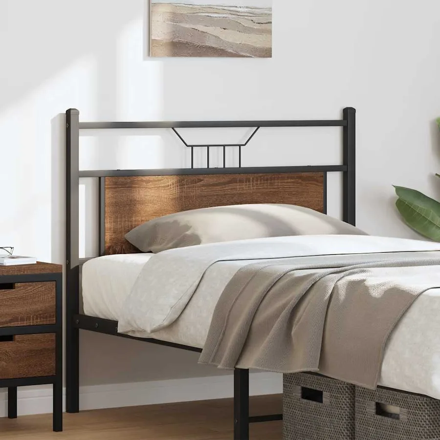 Tête de lit de remplacement chêne marron 100 cm bois d'ingénierie et acier - 3