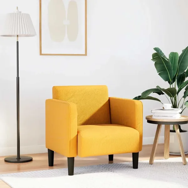 Canapé-chaise accoudoirs jaune foncé 54 cm tissu velours côtelé