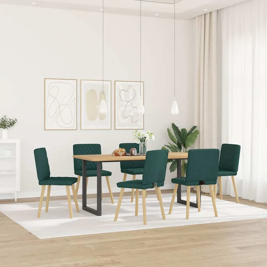 Chaises à manger lot de 6 vert foncé tissu - 2