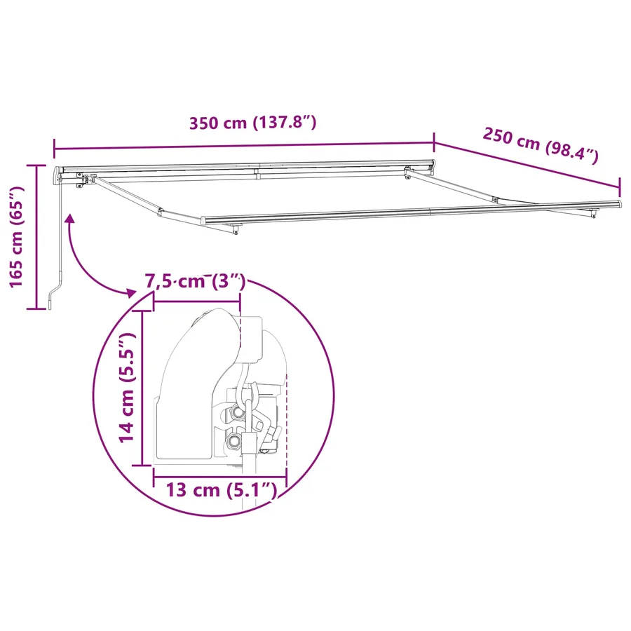 Auvent rétractable Multicolore 350 x 250 cm - 12