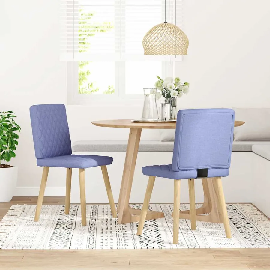 Chaises à manger lot de 2 bleu jean tissu