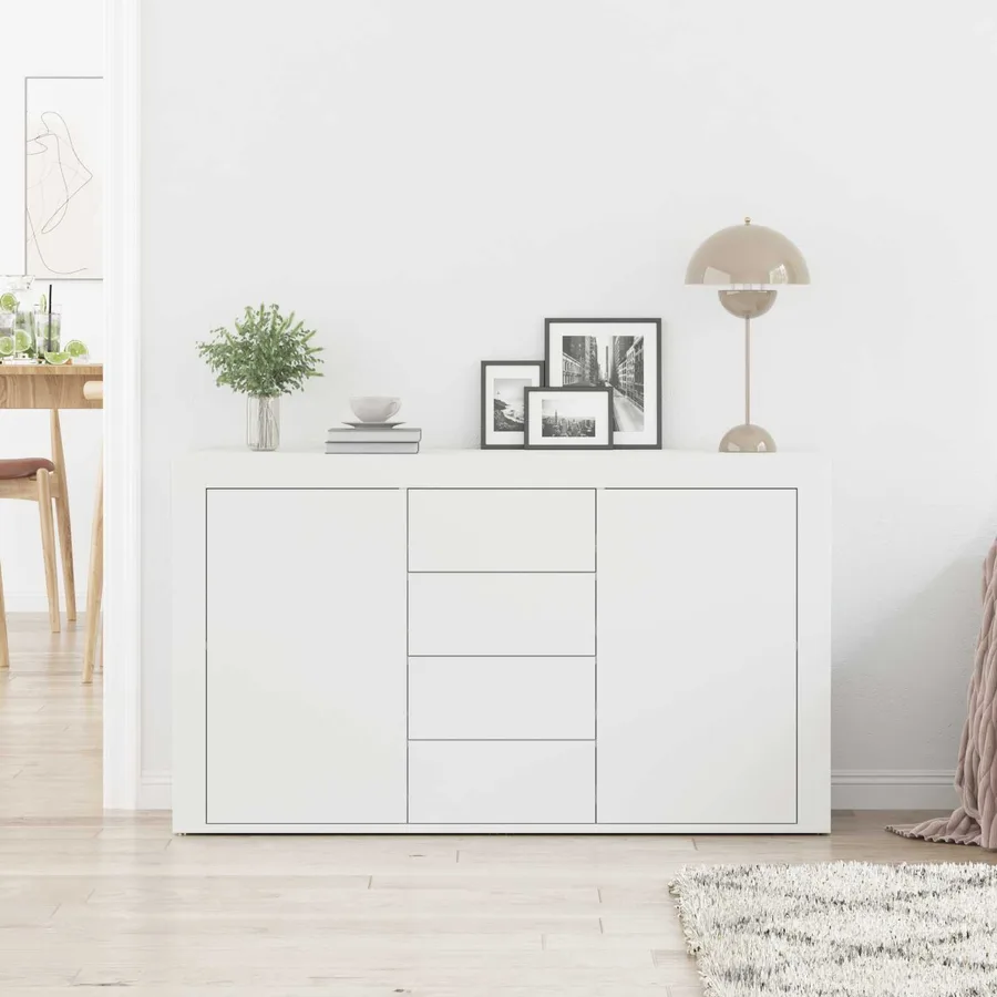 Buffet avec tiroir Blanc 120 x 36 x 69 cm Bois d'ingénierie - 4