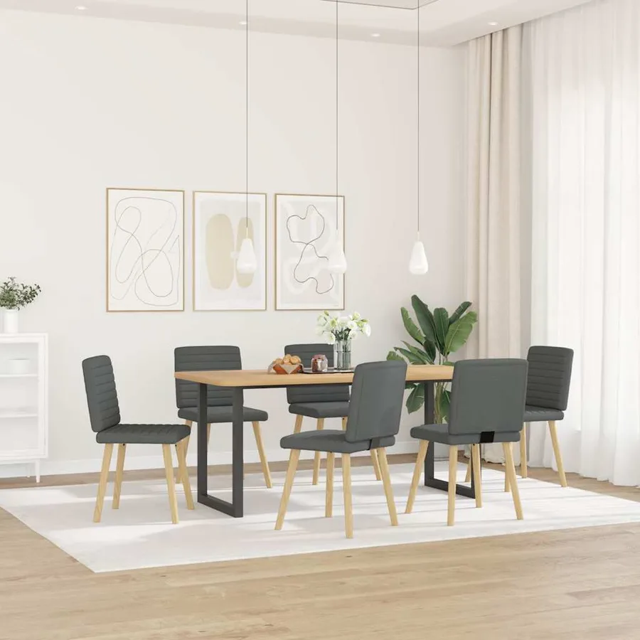Chaises à manger lot de 6 gris foncé tissu - 2